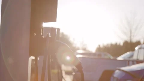 EV Charging station with electric vehicles charging, renewable energy, future Stock-Footage 239191122