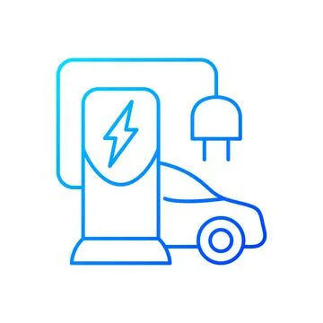 EV charging station gradient linear vector icon Stock Illustration