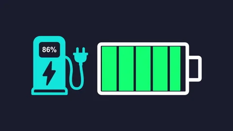 Ev Charging Station Icon 2d animation with alpha matte Stock Footage 336155589