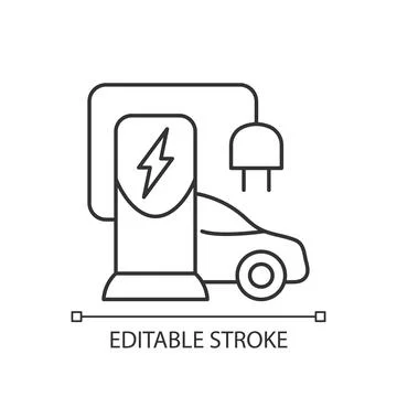 EV charging station linear icon Stock Illustration