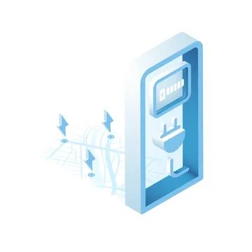 EV charging station, location mark on gps navigation map 스톡 일러스트