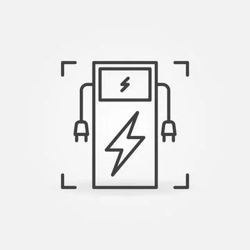 EV Charging Station outline vector concept minimal icon Stock Illustration