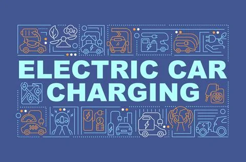 EV charging station word concepts banner. Stock Illustration