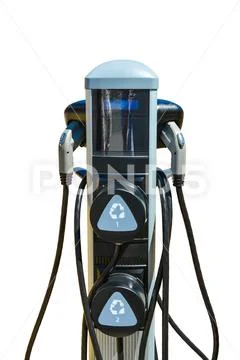 EV charging station for zero emission cars isolated on white background Stock Photos