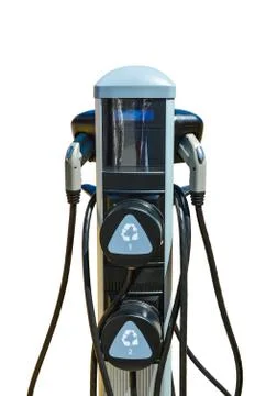 EV charging station for zero emission cars isolated on white background Stock Photos