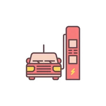 EV Charging vector concept colored icon Stock Illustration