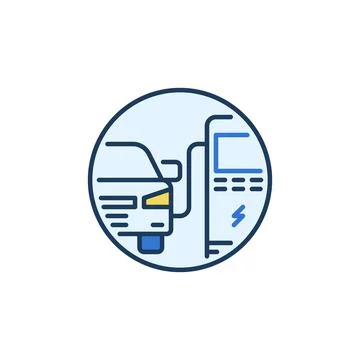 EV Charging vector concept round colored icon Stock Illustration