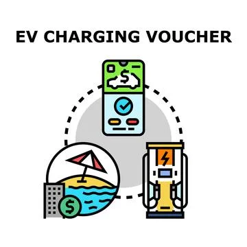 Ev charging voucher concept for electric vehicles Stock Illustration