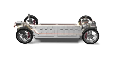 EV Chassis 3D Render with Front and Rear Motors. Stock Footage 314424568