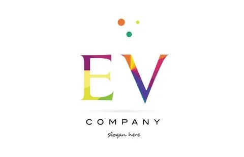 Ev e v  creative rainbow colors alphabet letter logo icon Stock Illustration