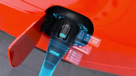 EV electric car charger plug, Clean energy filling technology Video stock 293409704