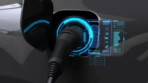 EV electric car charger plug, Clean energy filling technology Stock Footage 293409724