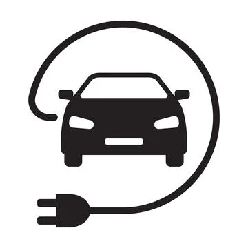 EV electric car with plug icon vector green energy concept for graphic design Stock-Illustration