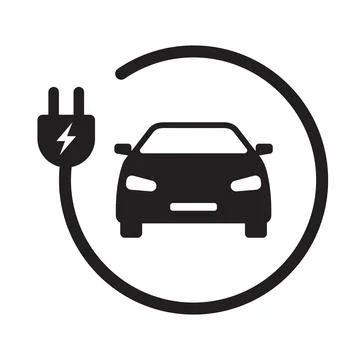 EV electric car with plug icon vector green energy concept for graphic design Stock Illustration