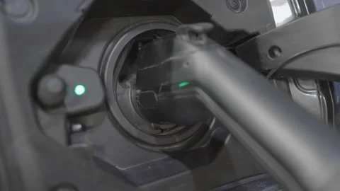EV Electric Vehicle Plug Locking and Light Turning On Stock Footage 275549341