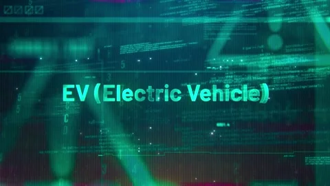 EV (Electric Vehicle) Word on High Technology Futuristic Background Stock Footage 343552779