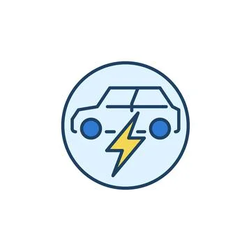 EV with Lightning vector concept round colored icon Stock Illustration