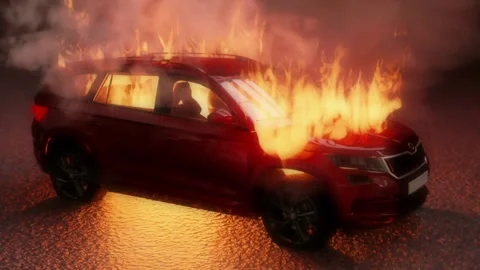 EV passenger car caught on fire 库存影片 268832039