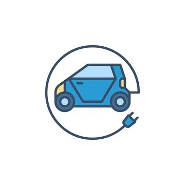 EV with Round Cable and Plug vector concept colored icon Stock Illustration