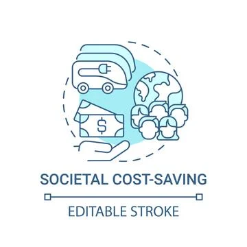 EV societal cost saving concept icon. Stock Illustration