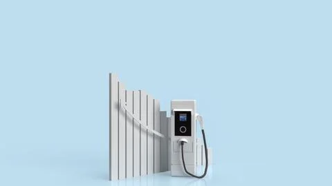 Ev station and Business chart for Technology concept 3d rendering Stock Illustration