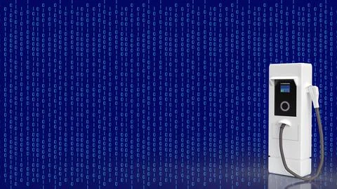 Ev station on digital background for Technology concept 3d rendering Stock Illustration