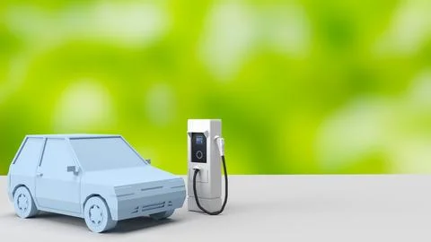The Ev station for electric car concept 3d rendering Stock Illustration
