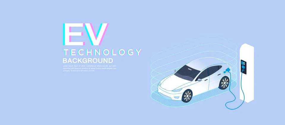 EV Technology and Charging Concept Stock Illustration
