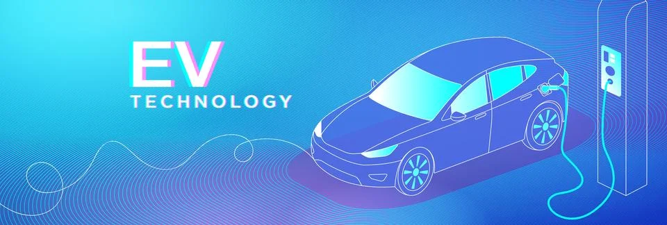 EV Technology and Charging Concept Stock Illustration