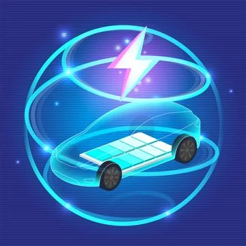 EV Technology Electric Car Charging Illustration Stock Illustration