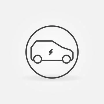 EV vector concept round minimal line icon or sign Stock Illustration