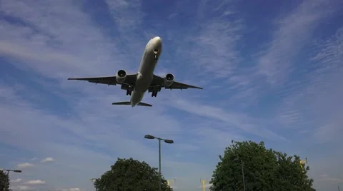 EVA AIR (in 4k) plane coming in to land at London Heathrow airport, UK. Stock Footage