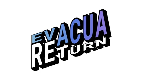 EVACUA vs RETURN, 3D Text Animation in Isometric View with Opposite Word Motion Stock Footage 314263450