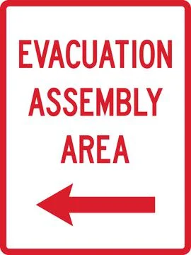 Evacuation assembly here sign. Stock Illustration
