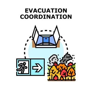 Evacuation coordination planning for emergency disaster management Stock Illustration
