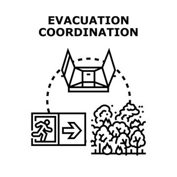 Evacuation coordination planning for emergency disaster management Stock Illustration