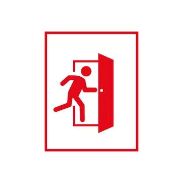 Evacuation exit icon sign in case of fire Stock Illustration