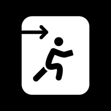 Evacuation exit, right arrow solid icon. vector illustration isolated on black 스톡 일러스트