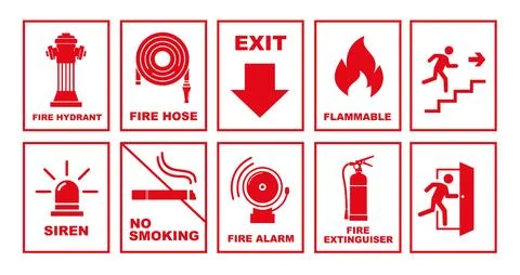 Evacuation icon sign in case of fire. symbols related to fire and safety Stock Illustration
