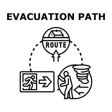 Evacuation path concept for disaster management planning Stock Illustration