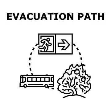 Evacuation path planning during emergency disaster event Stock Illustration