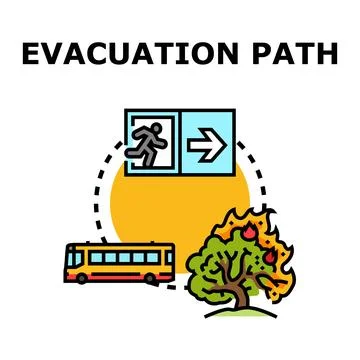 Evacuation path planning during emergency disaster event Stock Illustration