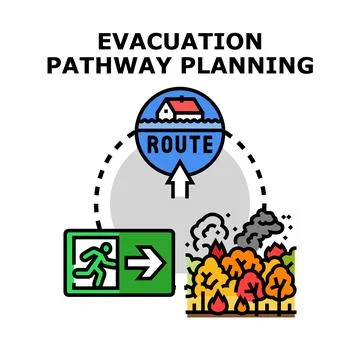 Evacuation pathway planning during natural disasters concept Stock Illustration