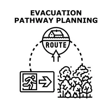 Evacuation pathway planning during natural disasters concept Stock Illustration