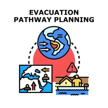 Evacuation pathway planning for natural disaster safety Stock Illustration