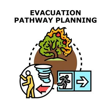 Evacuation pathway planning for natural disaster safety Stock Illustration
