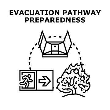 Evacuation pathway preparedness planning for emergency safety Stock Illustration