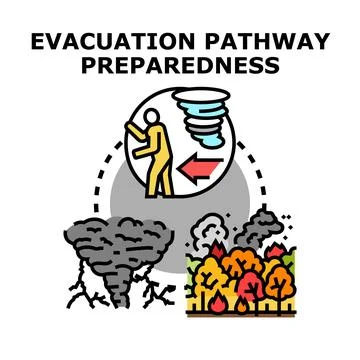 Evacuation pathway preparedness planning for natural hazard Stock Illustration