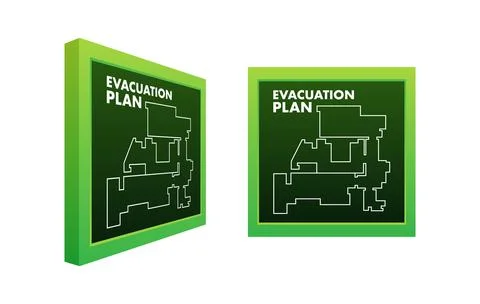 Evacuation plan of the building in case of fire. Fire safety. Vector stock Ilustración de archivo