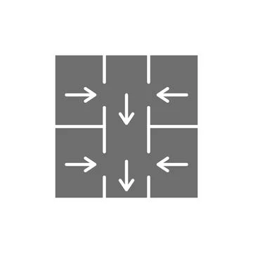 Evacuation plan, emergency evacuation sign grey icon. Stock Illustration